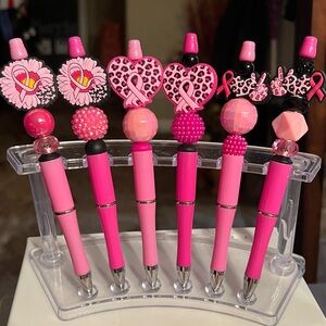 Breast cancer awareness ink pens hand beaded sold separately